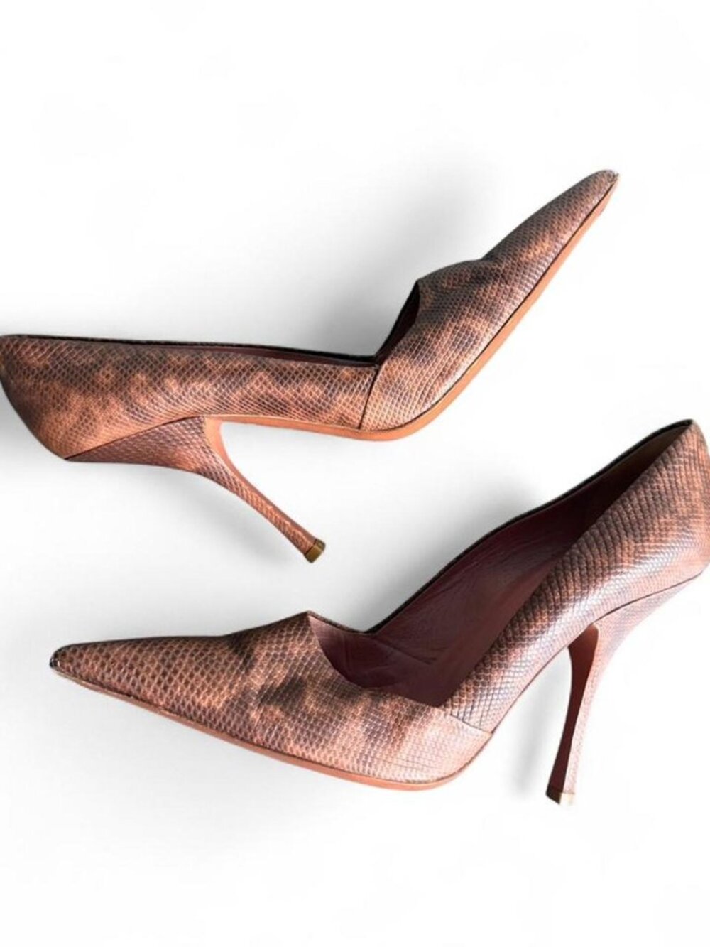 Vintage Alaïa Python Embossed Leather Pointed Toe Stiletto Heels - Picture 5 of 5